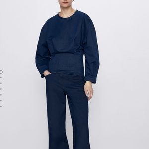 Zara denim tailored top